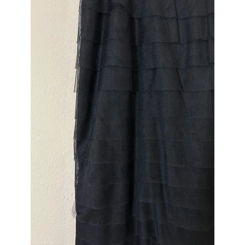 Adrianna‎ Papell Skirt Women's 6 Black Tiered Ruffle Formal Maxi Skirt mesh